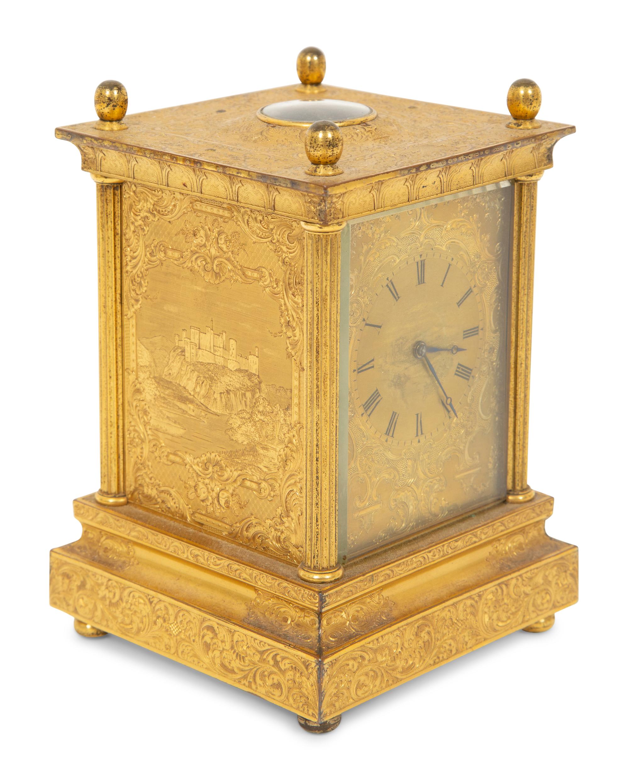 An English Engraved Ormolu Carriage Clock