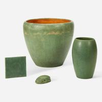 Grueby Faience Company Group of Four Pottery Articles, Boston, Massachusetts, circa 1905