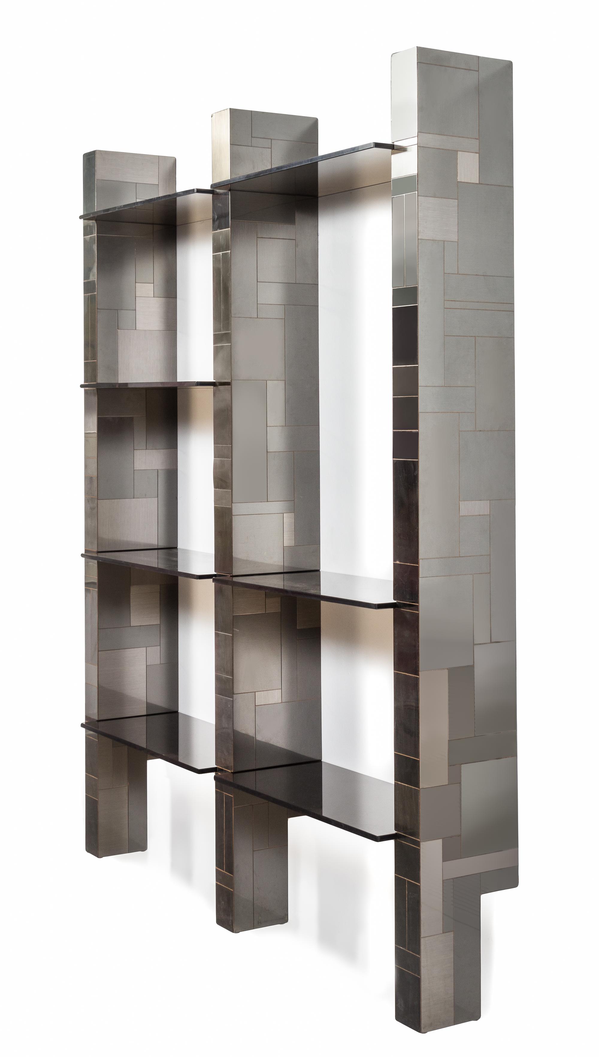 Paul Evans (American, 1931-1987), Paul Evans Studio for Directional, c.1975, a Cityscape wall-mounted bookshelf
