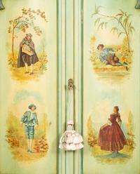 A Venetian Style Painted and Parcel Gilt Cabinet on Stand