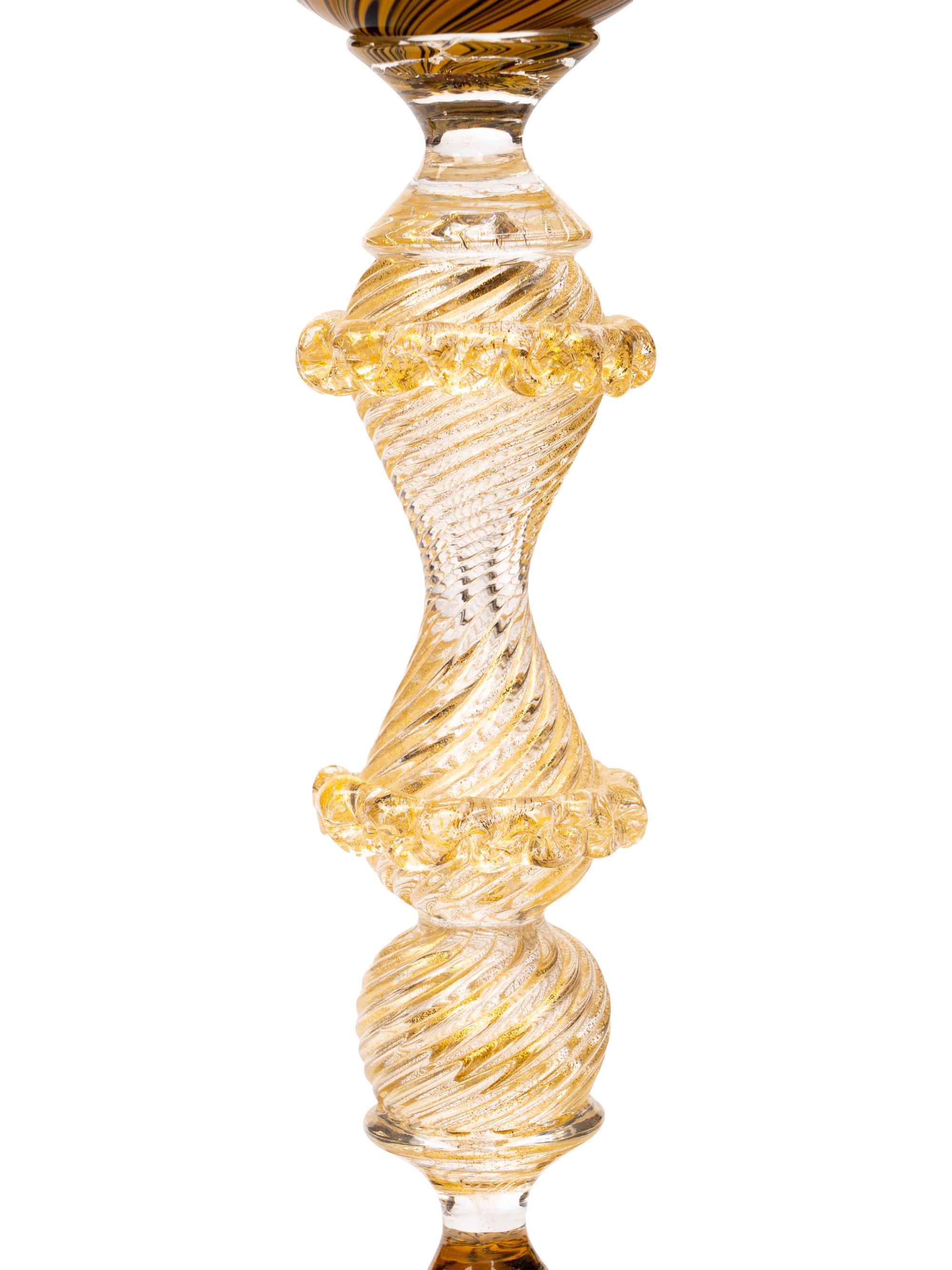 A Group of Five Murano Glass Wine Stems