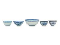 A Group of Six Chinese Blue and White Porcelain Articles