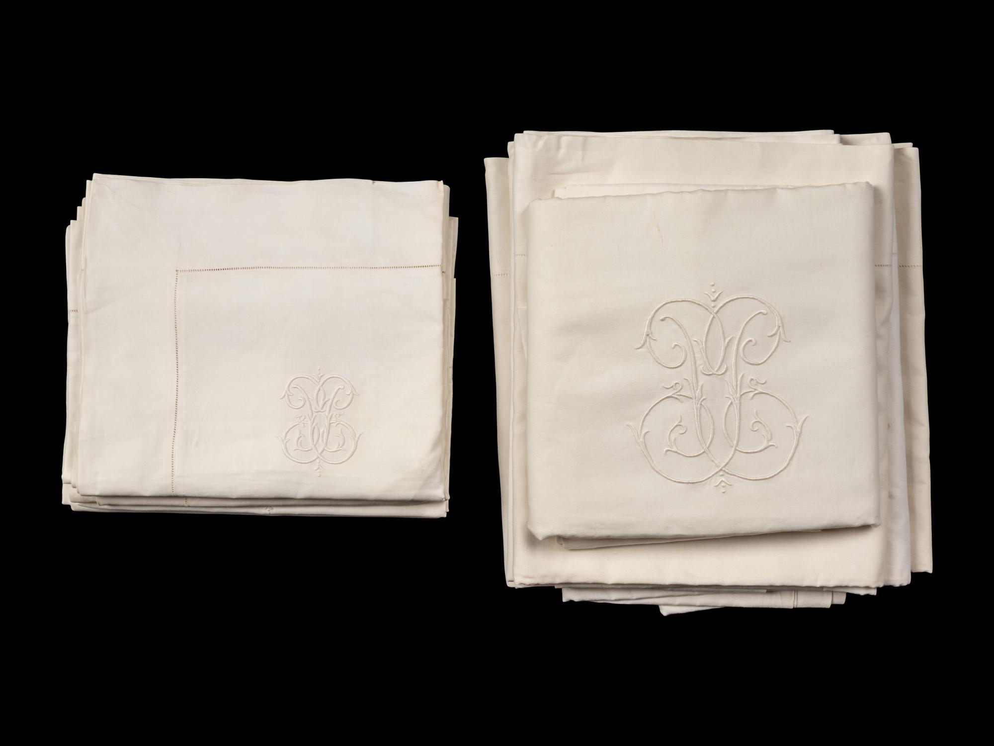 Two Sets of Palmer Family Sheets Embroidered with the Initials "P.P.", Early 20th Century