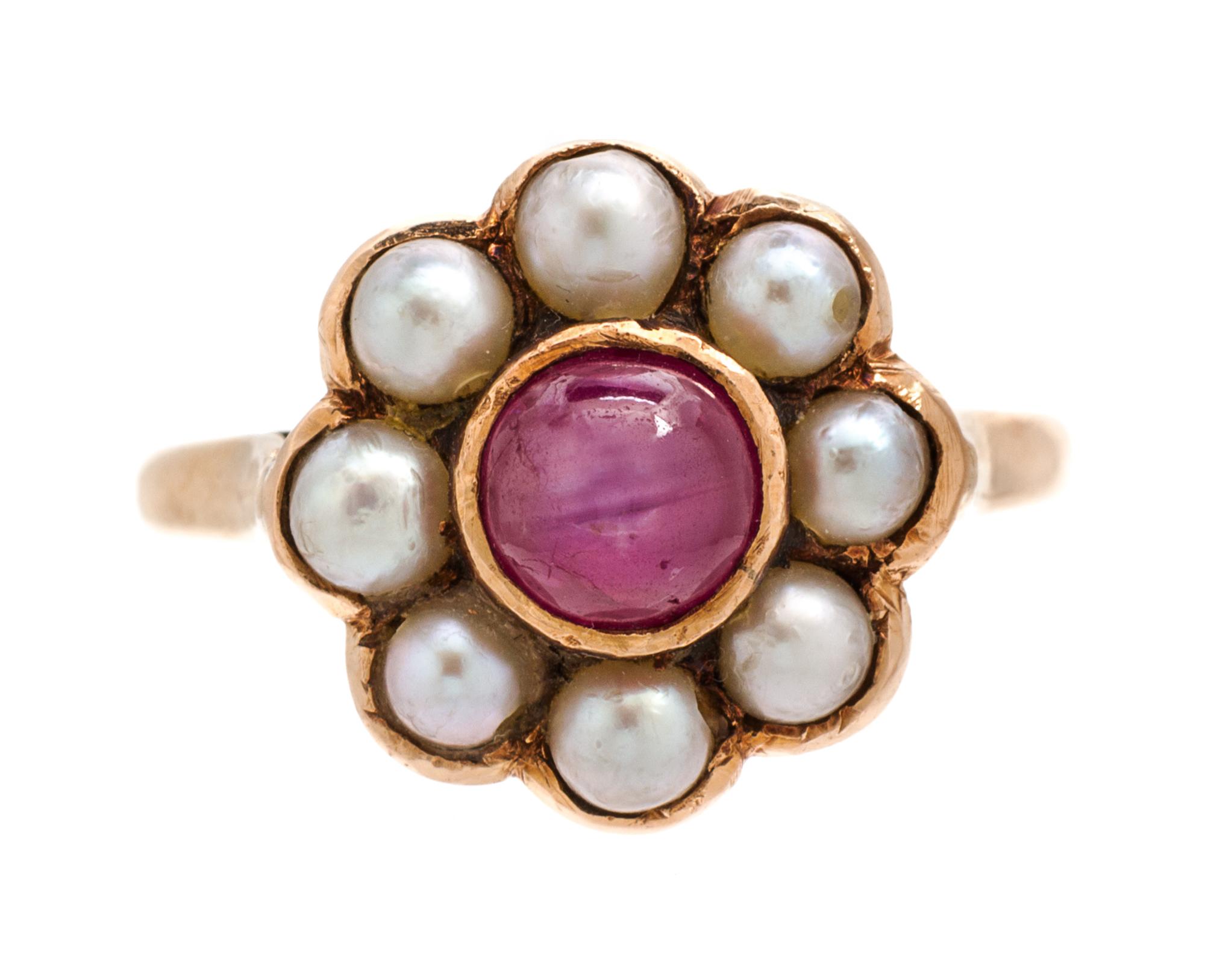 A Collection of Yellow Gold, Star Ruby and Cultured Pearl Jewelry, 9.90 dwts.