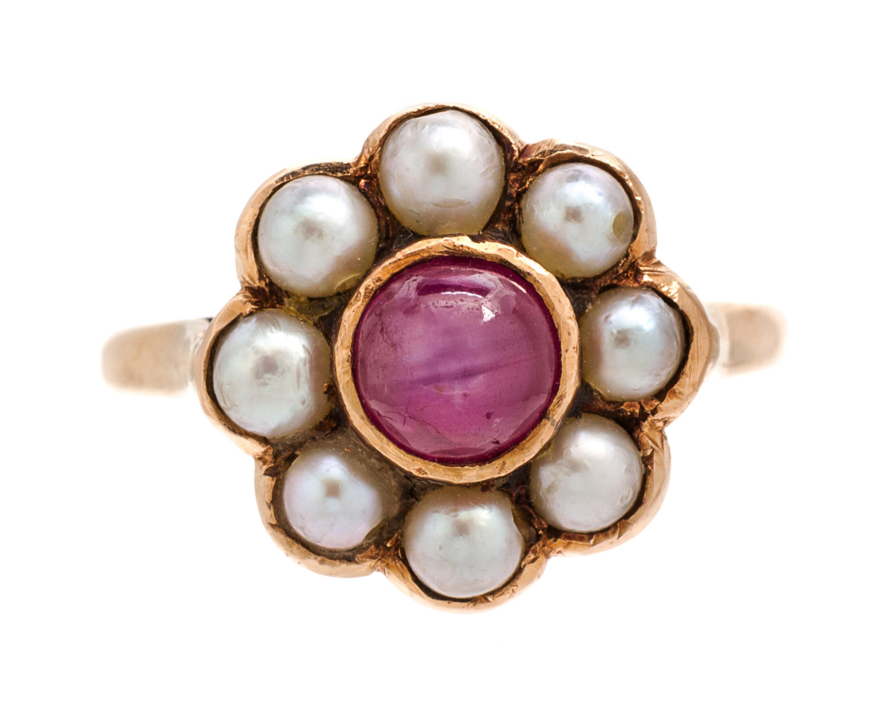 A Collection of Yellow Gold, Star Ruby and Cultured Pearl Jewelry, 9.90 dwts.