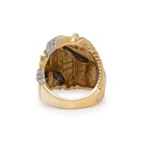 HENRY DUNAY, YELLOW GOLD, PLATINUM, AND DIAMOND RING