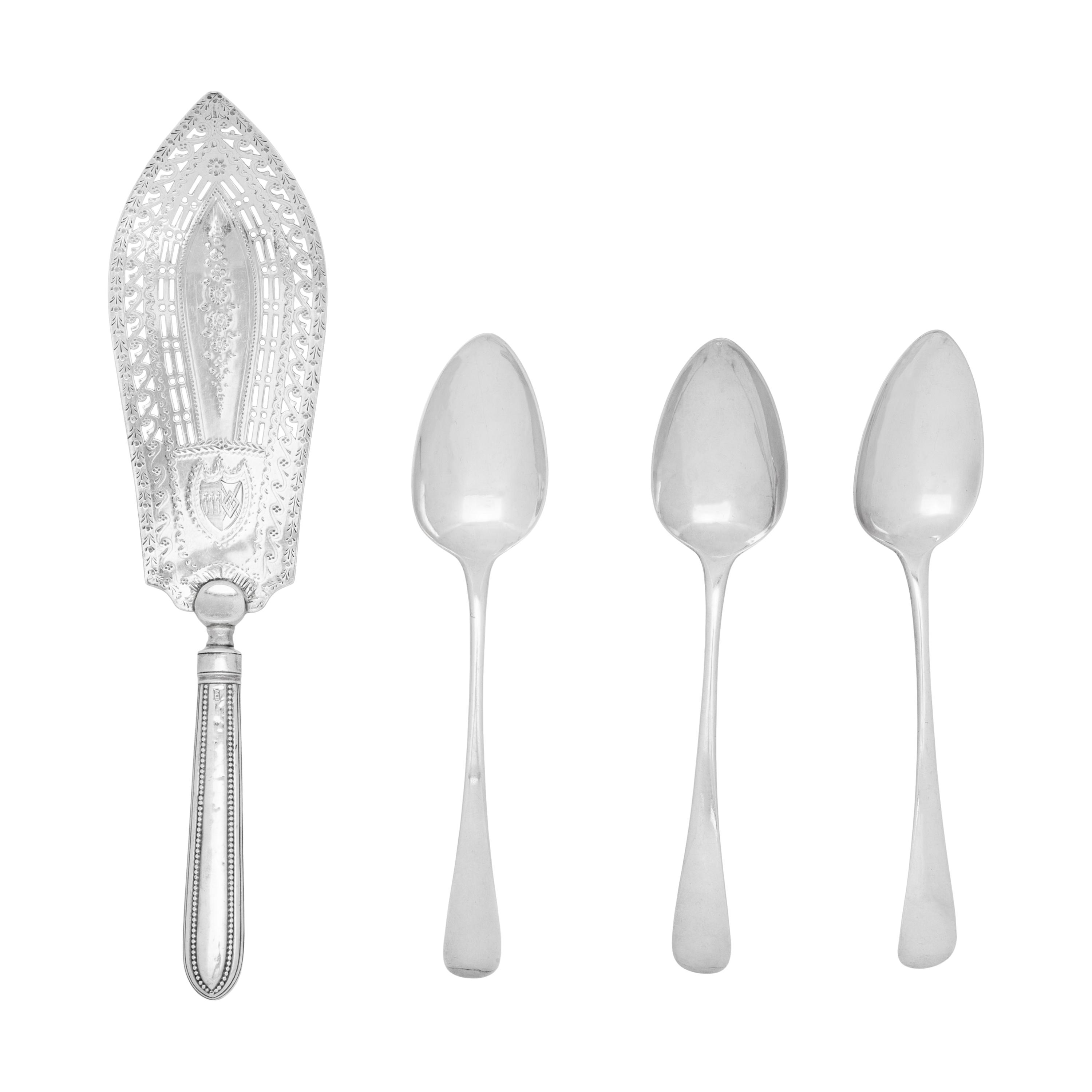 A Group of Four English Silver Flatware Articles