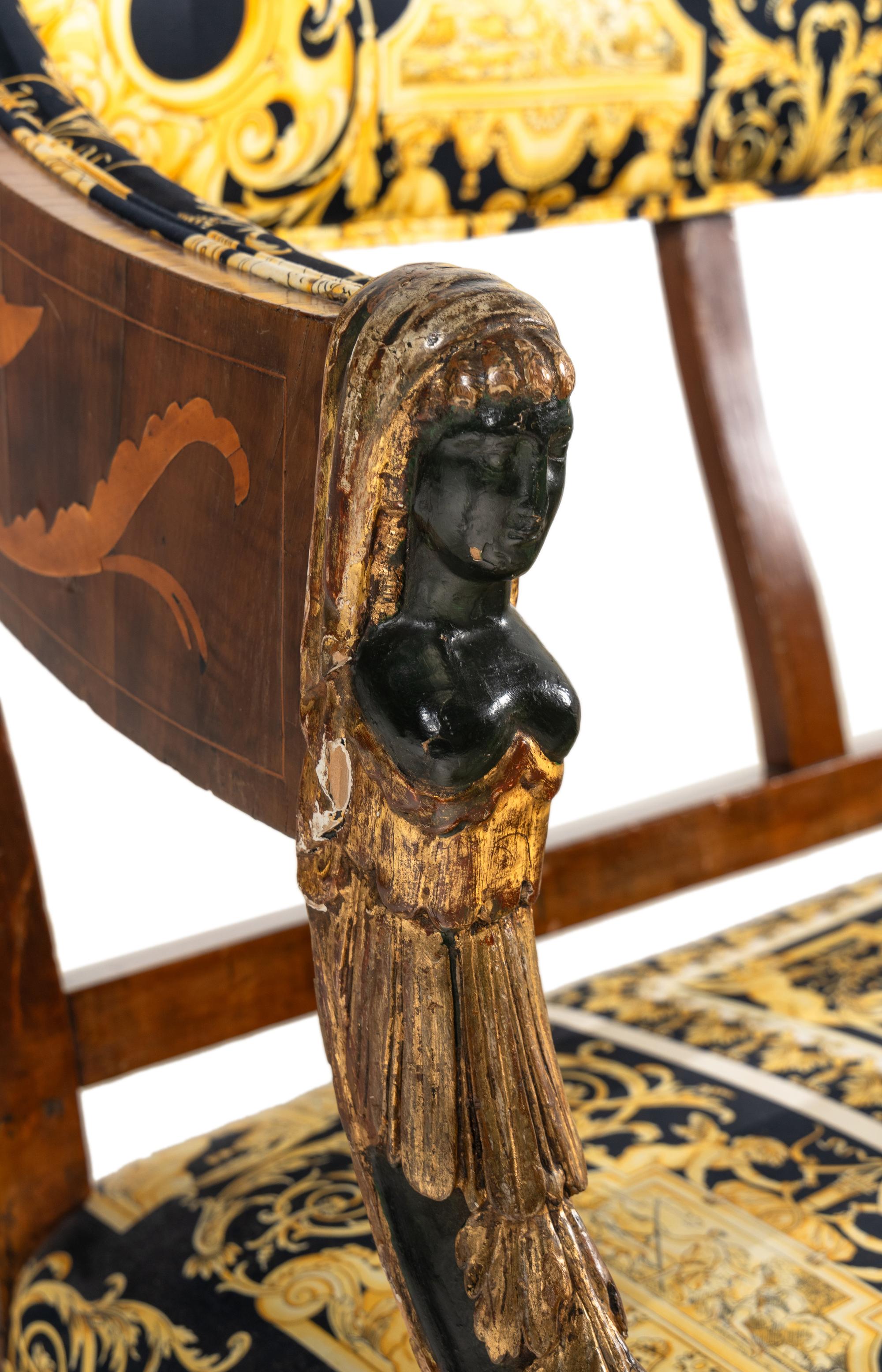 A North European Painted and Parcel Gilt Settee