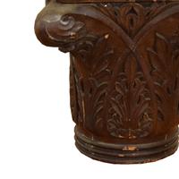 A Carved Wood Capital 10.5" W x 10.5" D x 12.5" H — United States, Late 19th Century