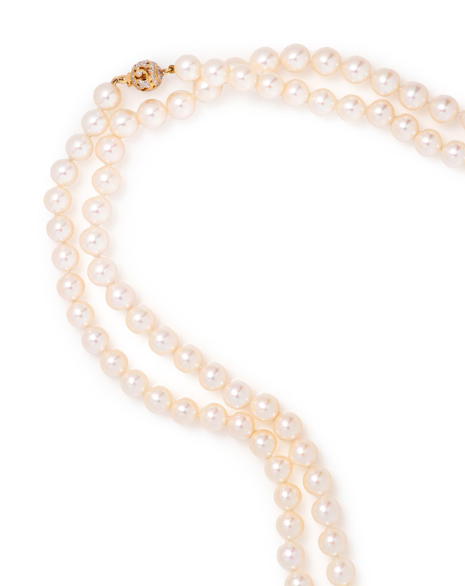 CULTURED PEARL AND DIAMOND NECKLACE