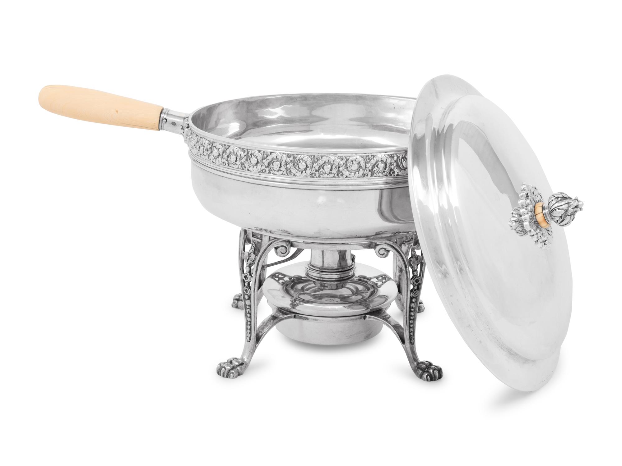 A Tiffany & Co. Silver Chafing Dish on Stand