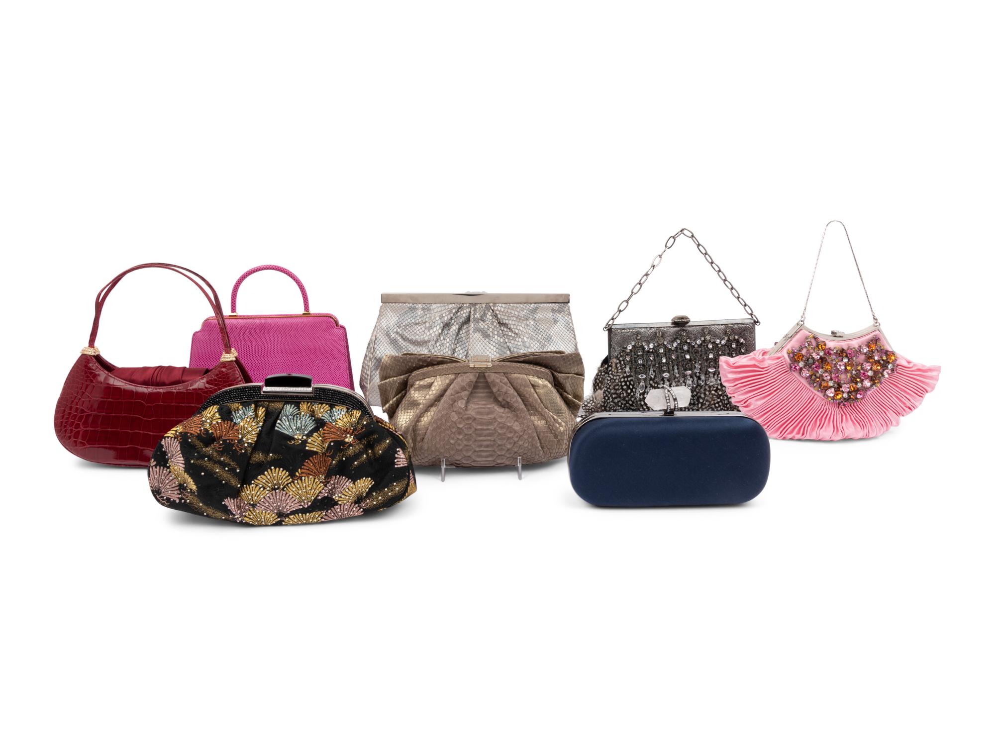 Eight Designer Handbags and Clutches: Five Judith Leiber, One Marchesa, Two Badgley Mischka