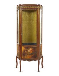 A Louis XV/XVI Transitional Style Gilt Metal Mounted Vernis Martin-Decorated Vitrine