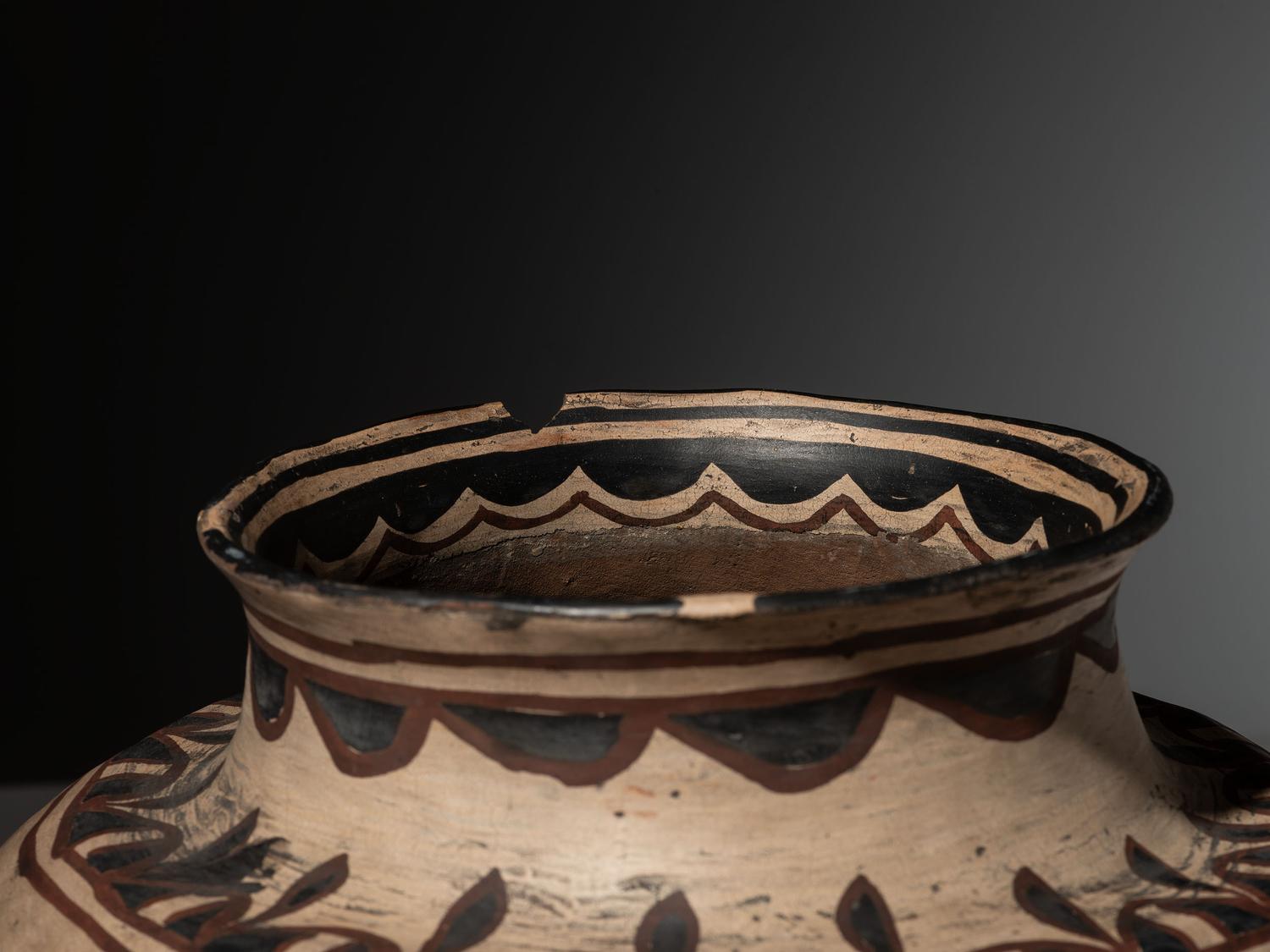 San Ildefonso Inverted Polychrome Pottery Jar, with Birds
