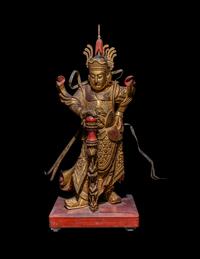 A Chinese Gilt Wood Figure of Weituo