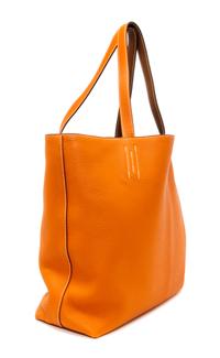 An Hermes Orange/Gold 45cm Taurillon Clemence Double Sens Tote, 17.5" x 15.5" x 5".
