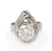 A 14 Karat White Gold and Diamond Ring, 3.70 dwts.
