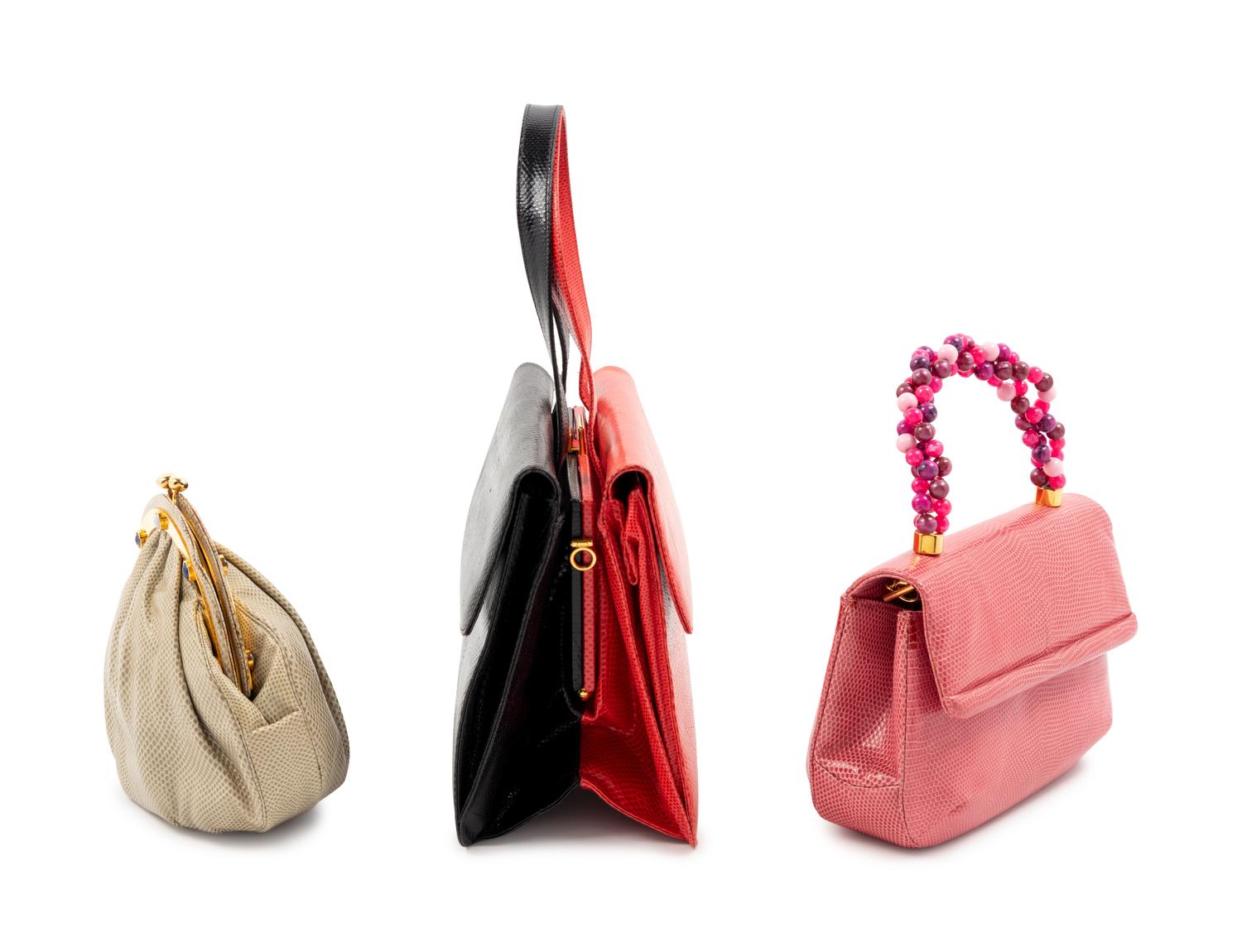 Three Judith Leiber Lizard Handbags, 1980-90s