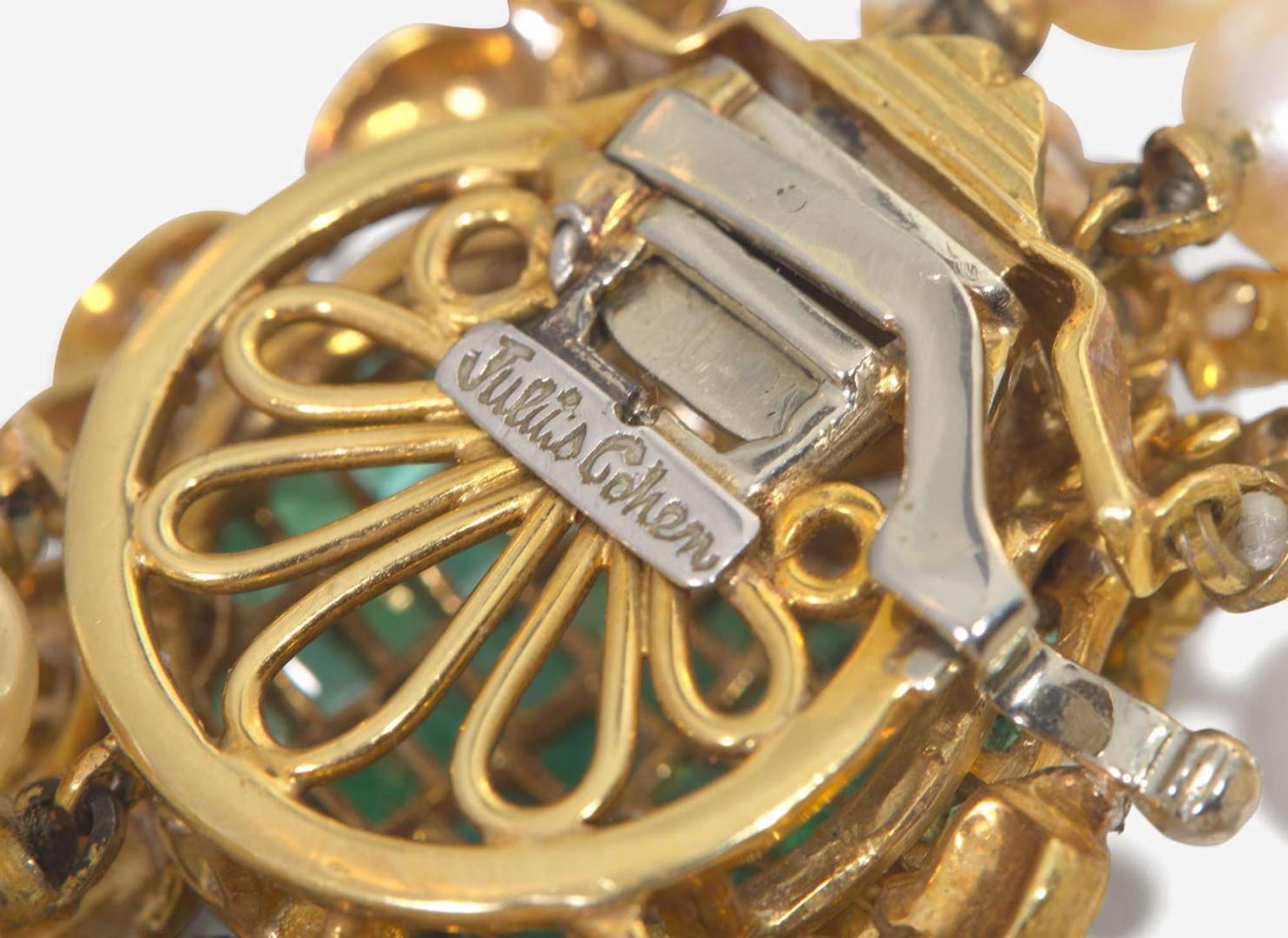 An 18K Yellow Gold, Pearl, and Gemstone Bracelet by Julius Cohen