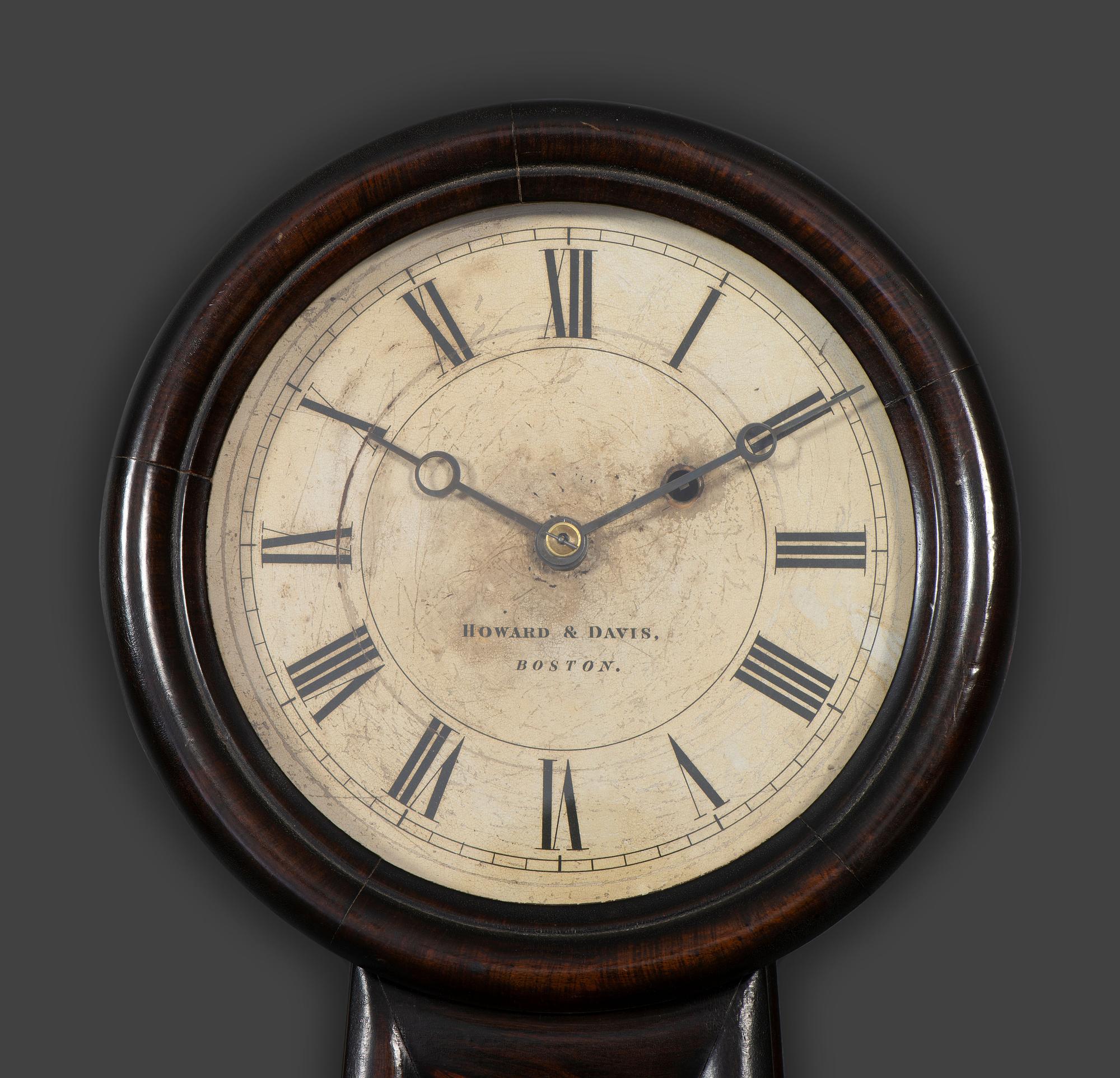 An American Églomisé Panel Inset Grain Painted Banjo Clock