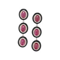 RUBY, DIAMOND AND ONYX EARRINGS