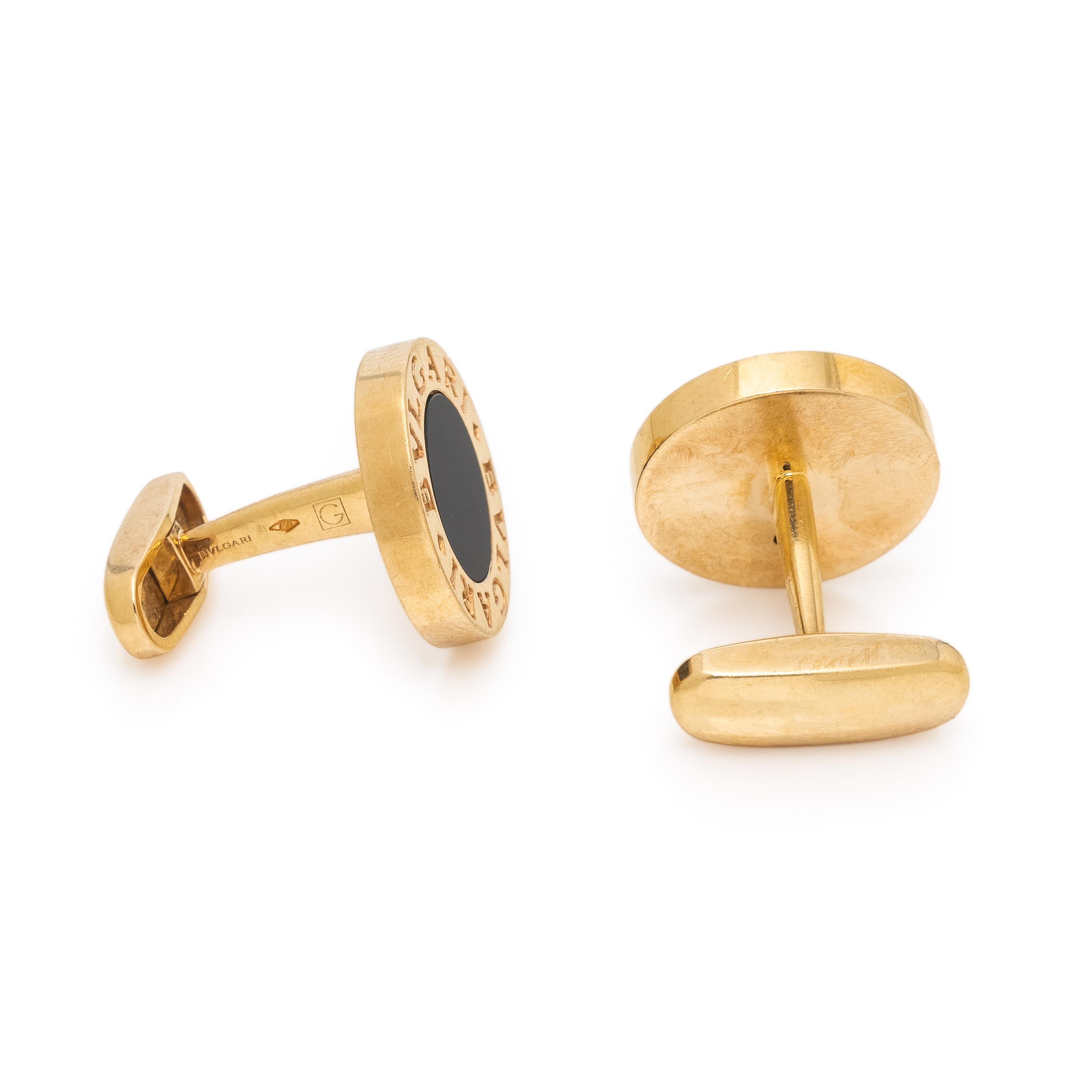 Bulgari, Onyx and Yellow Gold Cufflinks