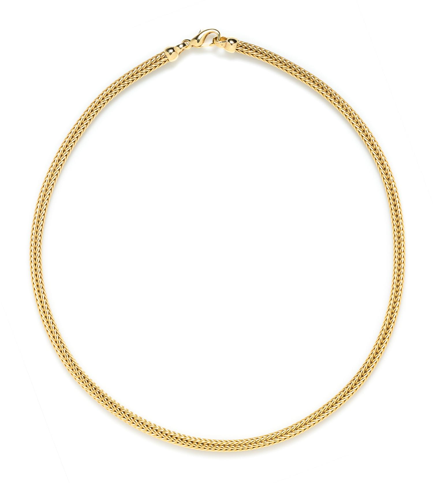 An 18 Karat Yellow Woven Link Necklace, Germany, 21.90 dwts.