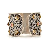 KONSTANTINO, SILVER, YELLOW GOLD, AND MULTI GEM CUFF BRACELET