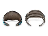 Navajo Silver and Turquoise Cluster Cuff Bracelets