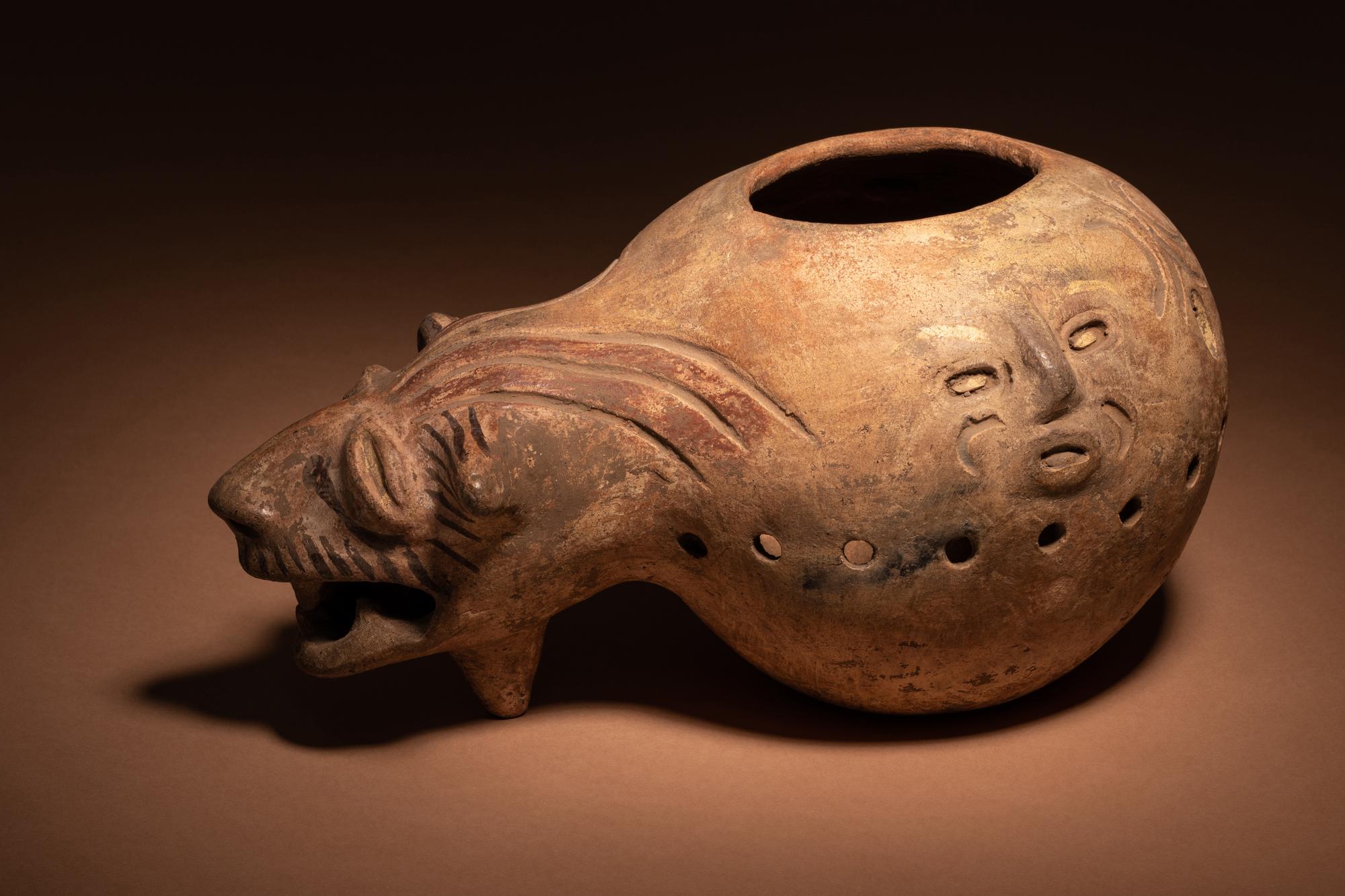 A Nicoya Terracotta Jaguar Effigy Vessel