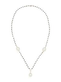 CULTURED PEARL, DIAMOND AND BLACK DIAMOND NECKLACE