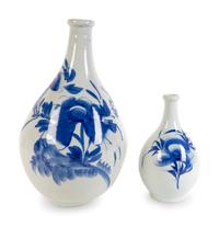 Two Korean Style Blue and White Porcelain Vases — 20TH CENTURY