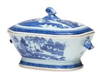 Five Chinese Export Blue Canton Porcelain Articles