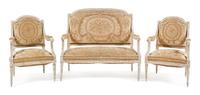 A Louis XVI Style Painted Parlor Suite Width of settee 48 inches. — 19TH/20TH CENTURY