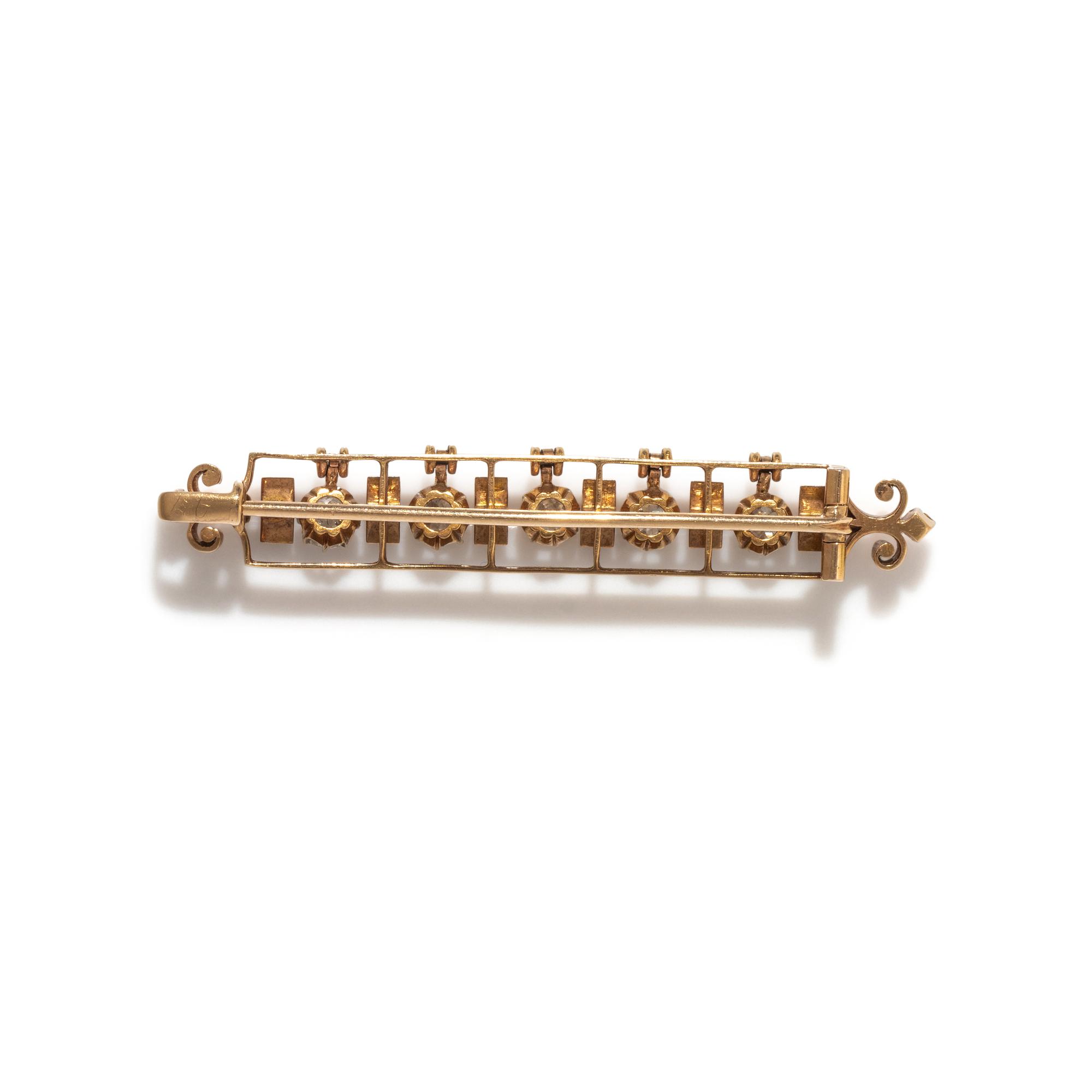 VICTORIAN, DIAMOND AND ENAMEL BAR BROOCH