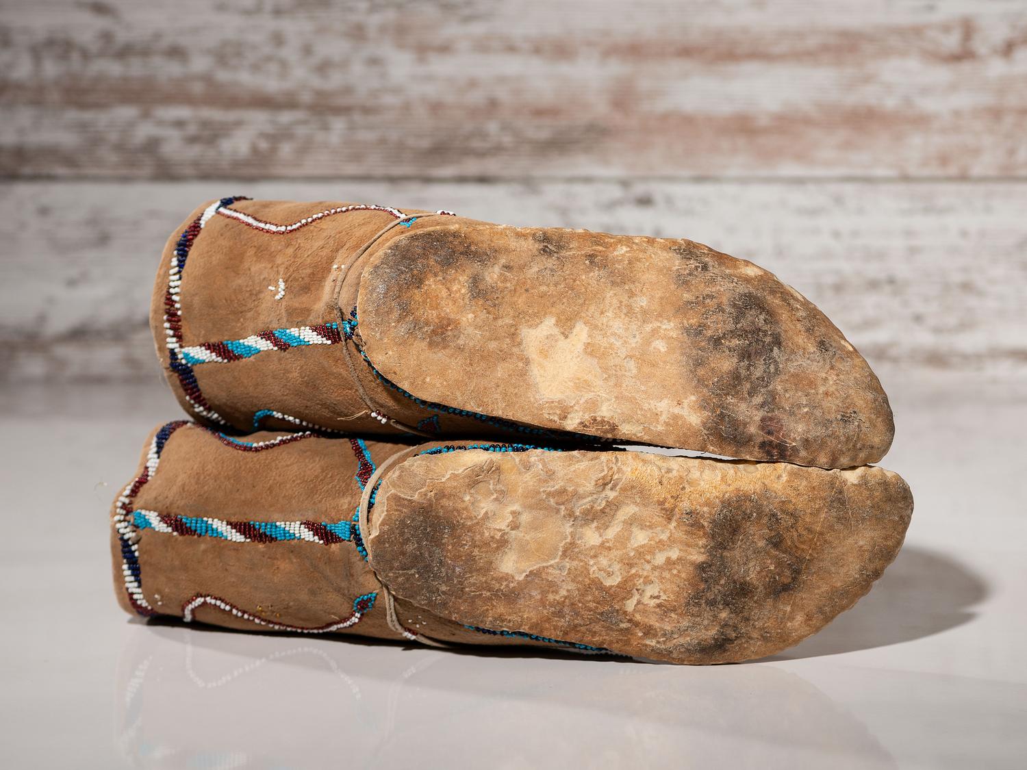 Apache Beaded Hide Moccasins