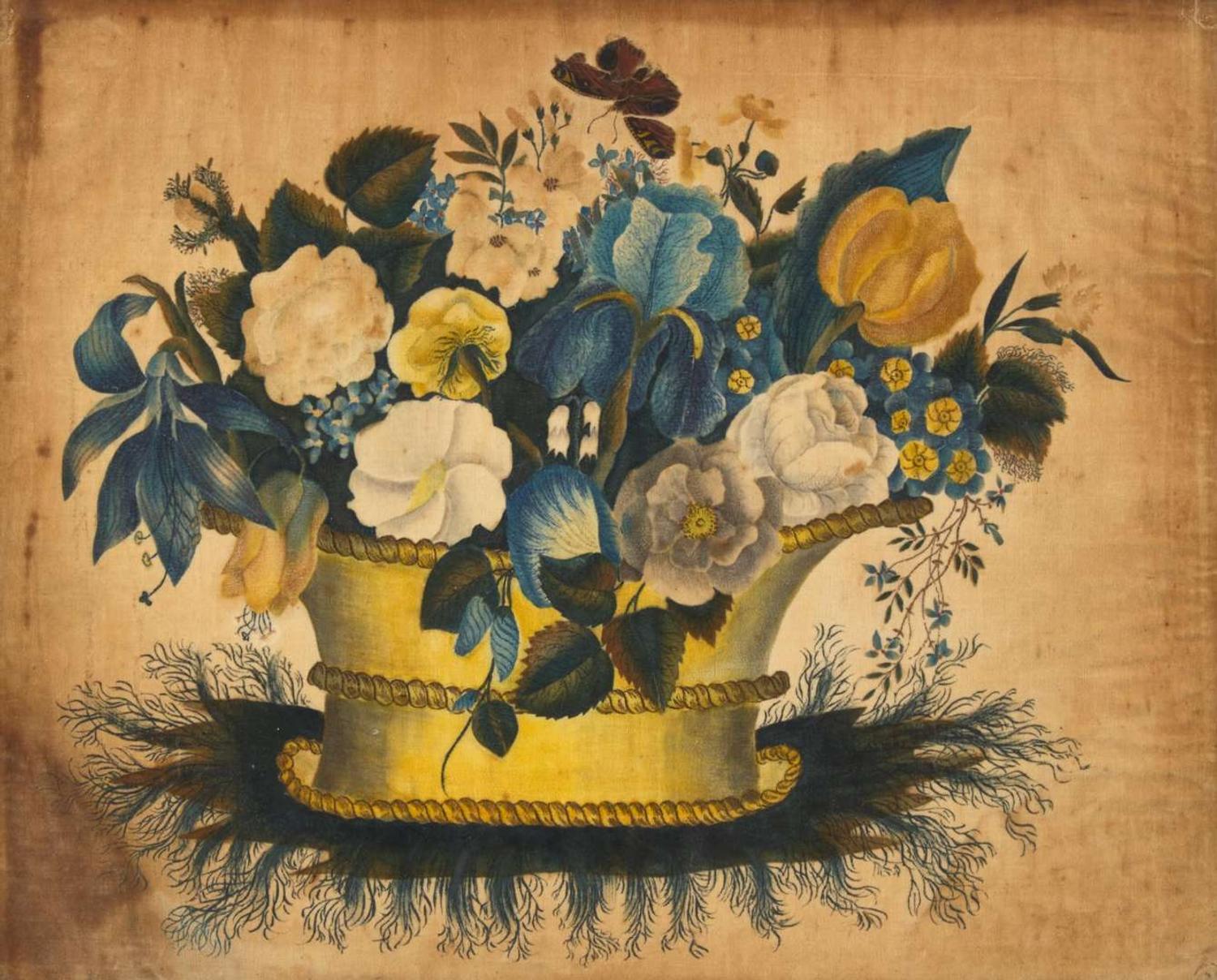 American School 19th century, A theorem: Butterfly and Flowers, first half 19th century