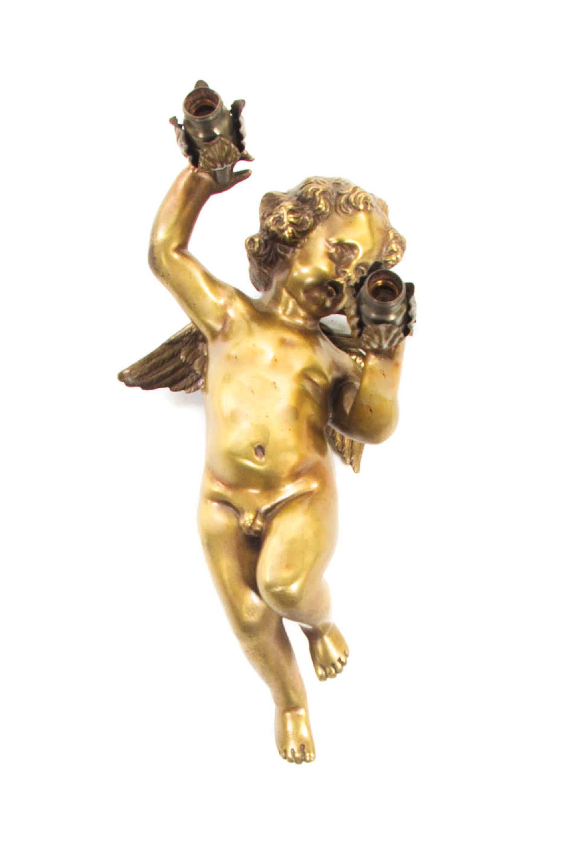 A Gilt Bronze Figural Fixture, Height 12 inches.