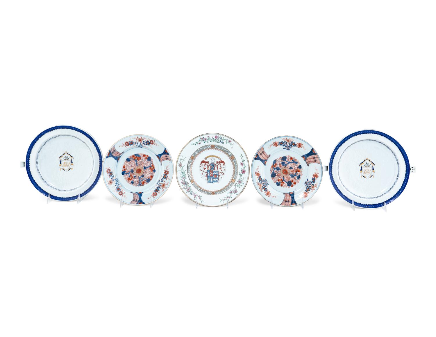 Five Chinese Export Porcelain Plates