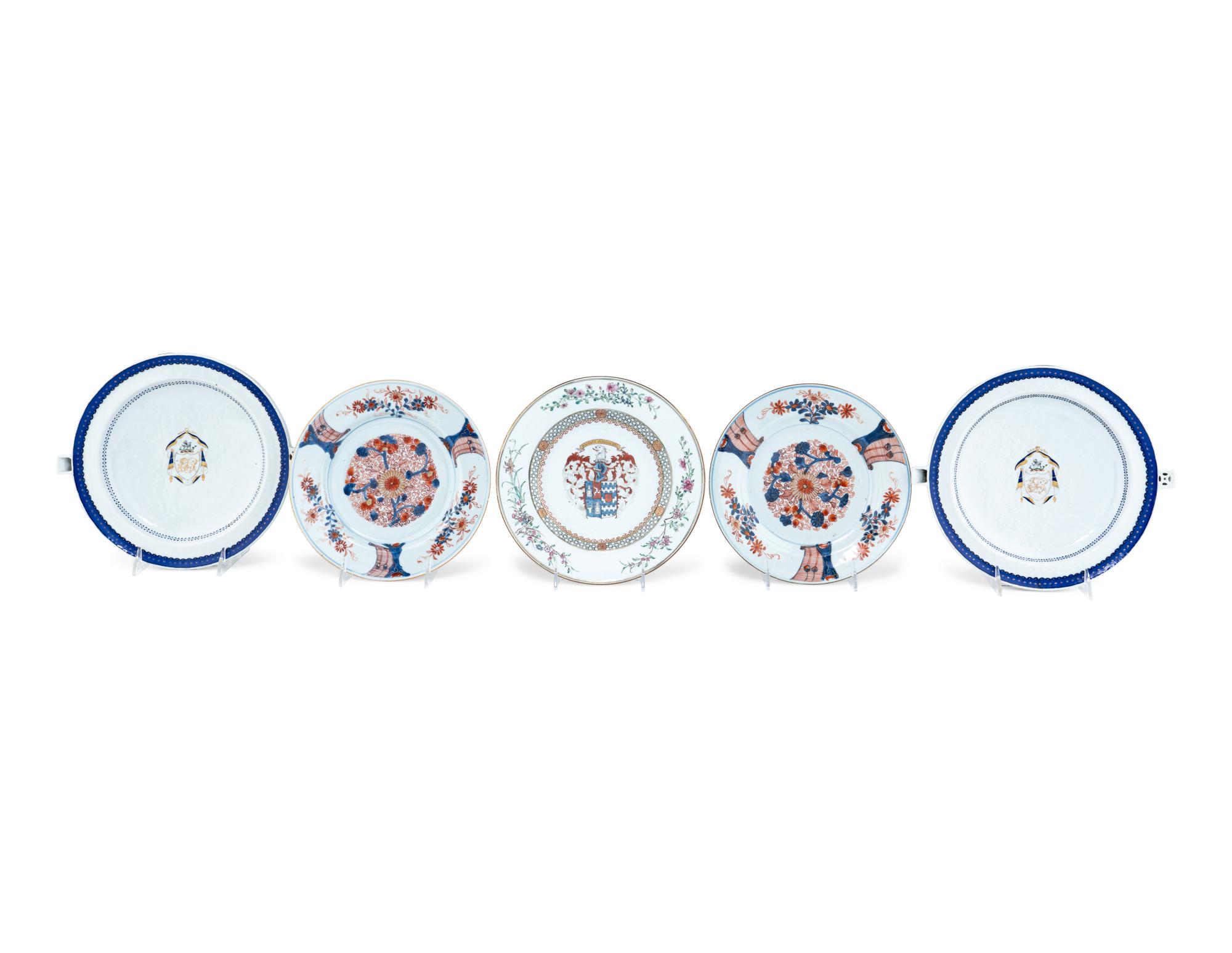 Five Chinese Export Porcelain Plates