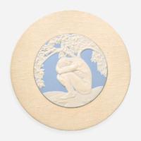 A Pair of Wedgwood Anna Zinkeisen (1901-1978) Designed Blue Jasperware Adam and Eve Plaques, UK, 1920s