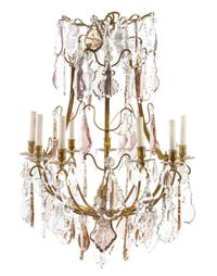 A French Gilt Bronze and Glass Chandelier Height 37 inches. — LATE 19TH/EARLY 20TH CENTURY