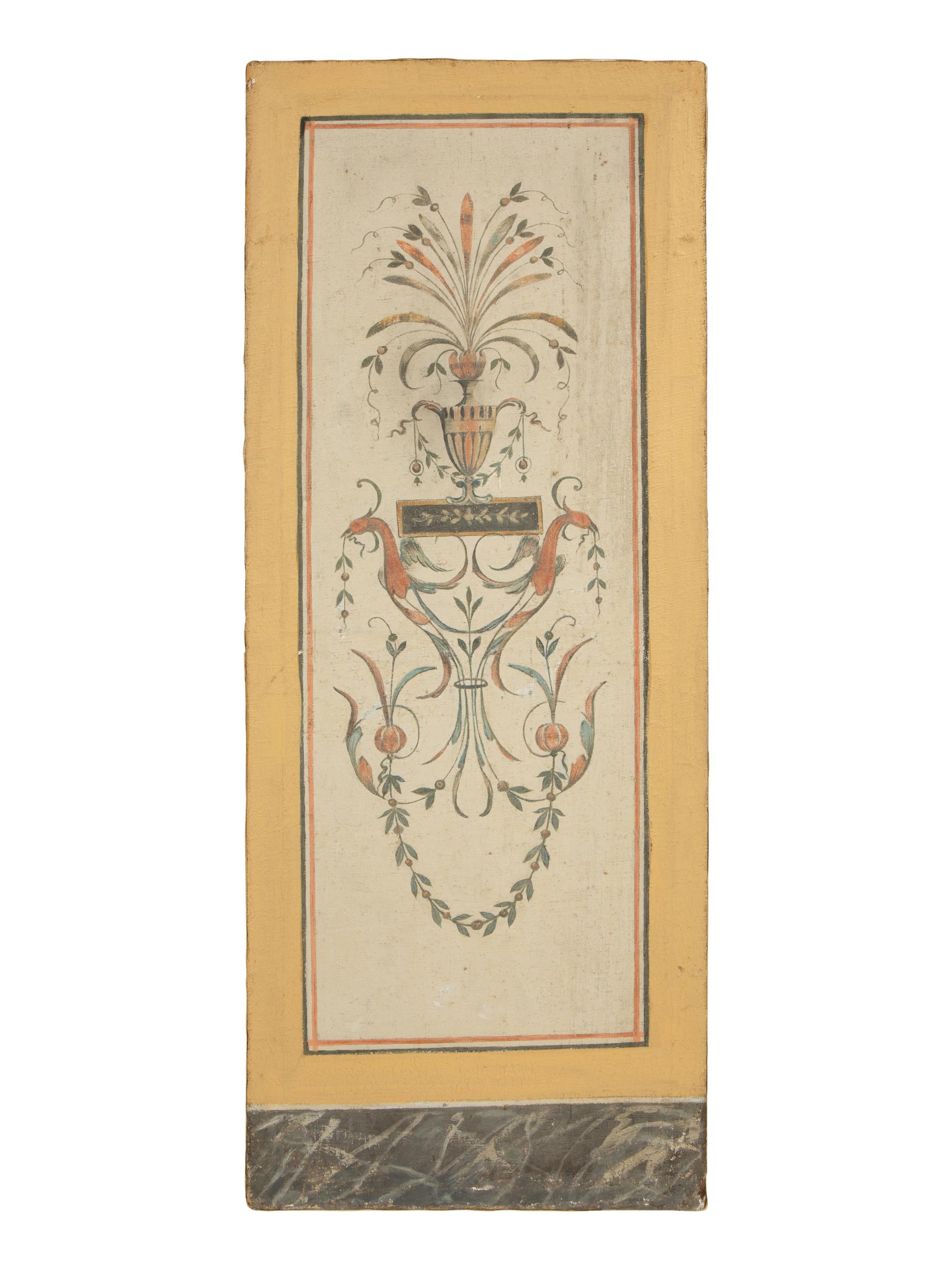 A Set of Five Neoclasscial Style Wallpaper Panels