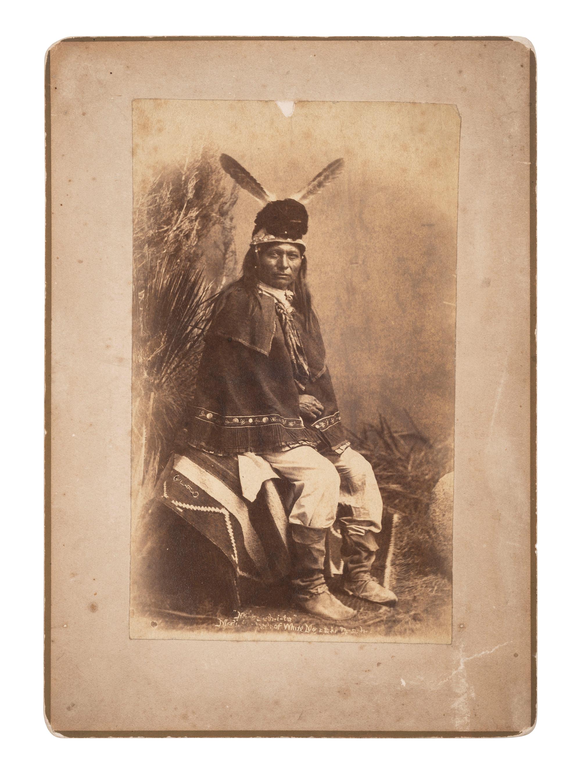 [NATIVE AMERICANS]. A group of 2 photographs of Apache subjects by Ben WITTICK and A. Frank RANDALL. Ca 1880s.