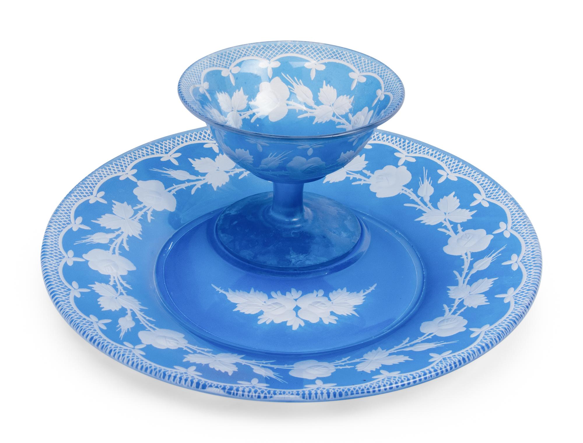 An Etched Glass Dessert Service