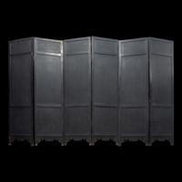 A Chinese Carved Cinnabar Lacquer Six-Panel Floor Screen, 20th Century 近代 剔紅花卉圖六扇屏