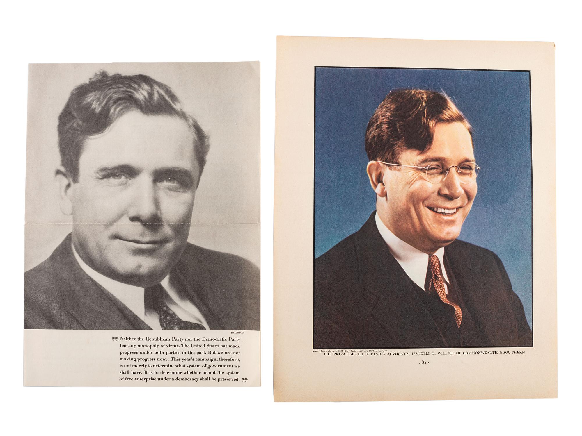 [WILLKIE, Wendell (1892-1944)]. A group of broadsides, sheet music, and campaign ephemera, comprising: