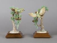 A Pair of Royal Worcester Dorothy Doughty Birds, Gold Crests, Height 8 inches.