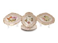 Six Spode Felspar Painted Porcelain Dishes