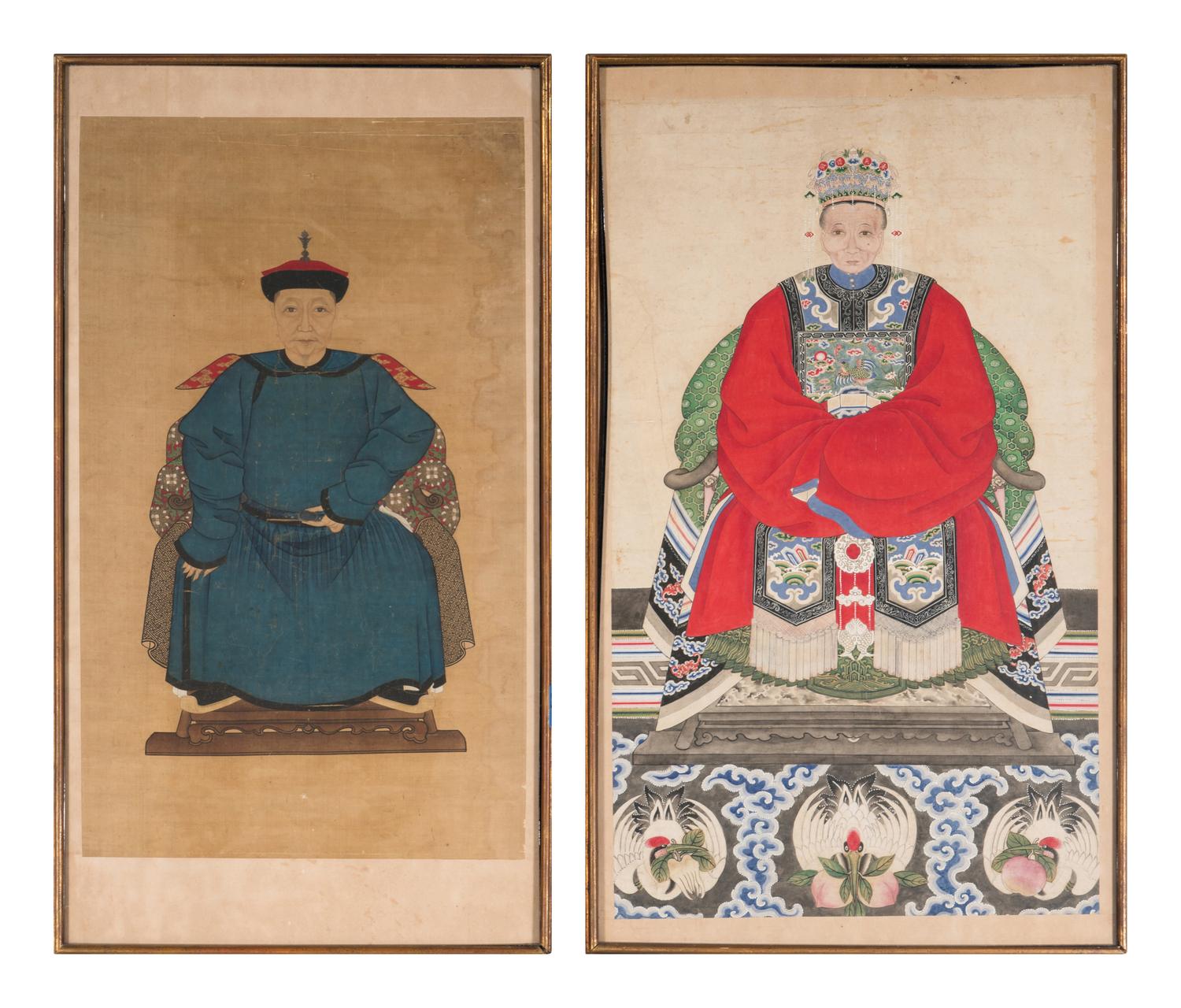 Two Chinese Paintings of Court Figures